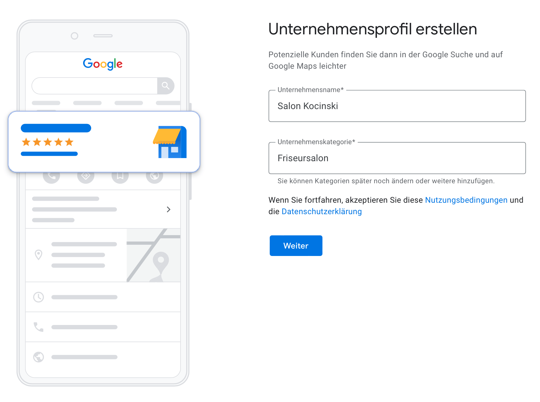 Google Unternehmensprofil für deinen Friseursalon erstellen.